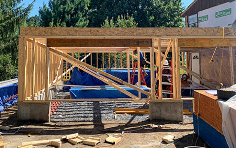 Garage and bathroom extension to the house