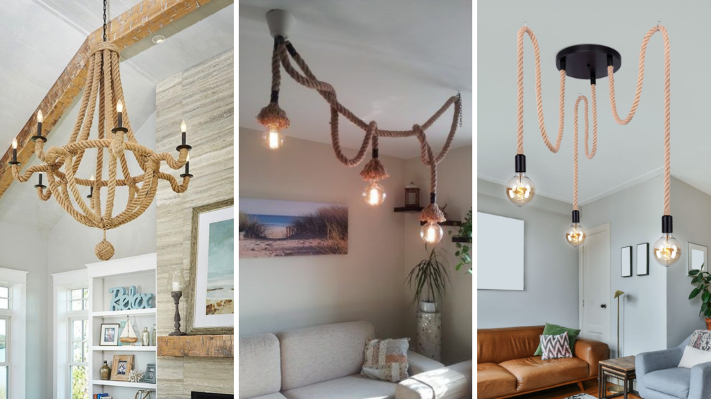 Light with Rope - diy lighting ideas for living room