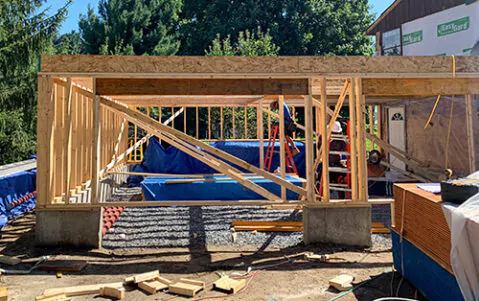 Garage and bathroom extension to the house