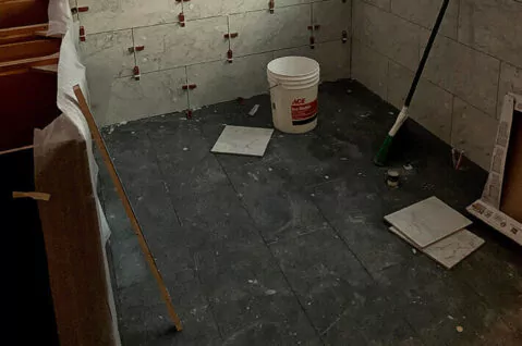 Laying tiles